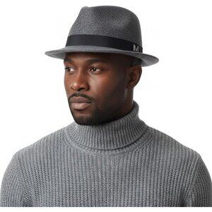 Men's Gray 100% Wool Western With Satin Band Classic Fedora Cowboy Felt Hat